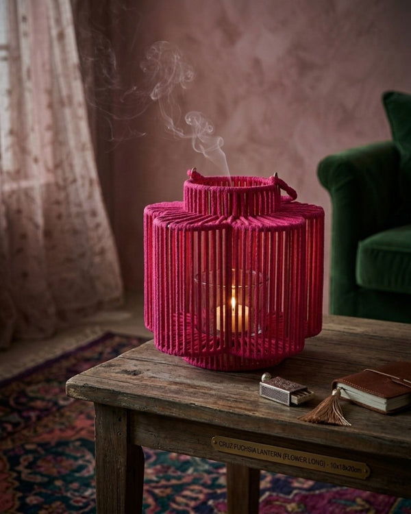 Fuchsia Extra-Tall Woven Flower Lantern (28 cm)