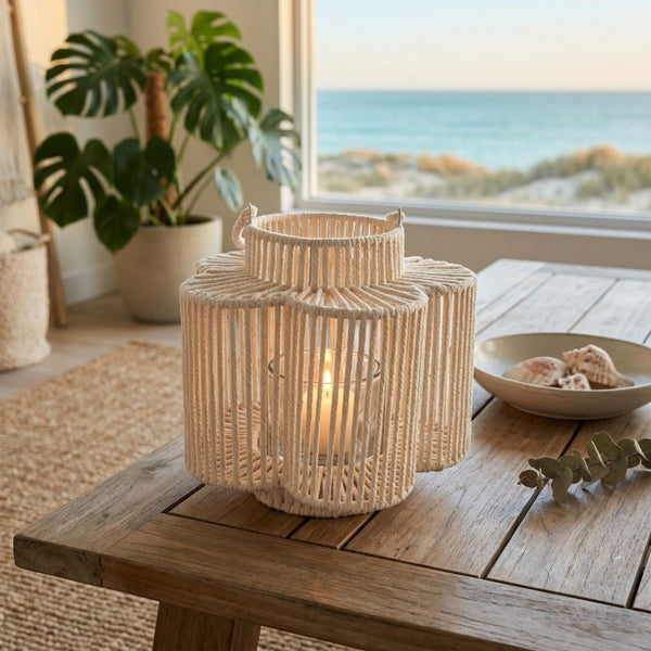White Tall Woven Flower Lantern (20 cm)