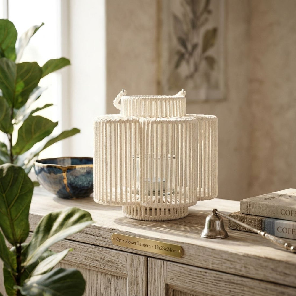 White Extra-Tall Woven Flower Lantern (28 cm)