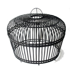 Large Open-Weave Bamboo Pendant – Midnight Black (96x72cm)