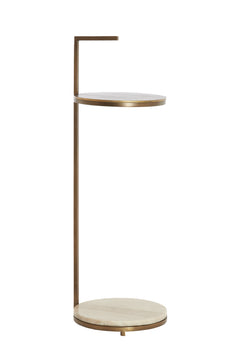 Side table Ø26x76 cm LEDA marble sand-grey+d brown-bronze