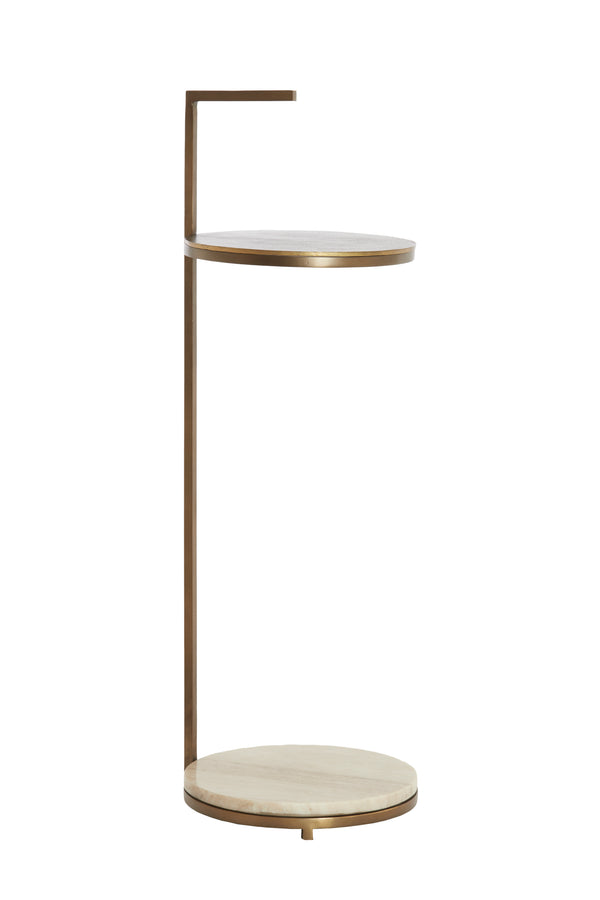 Side table Ø26x76 cm LEDA marble sand-grey+d brown-bronze
