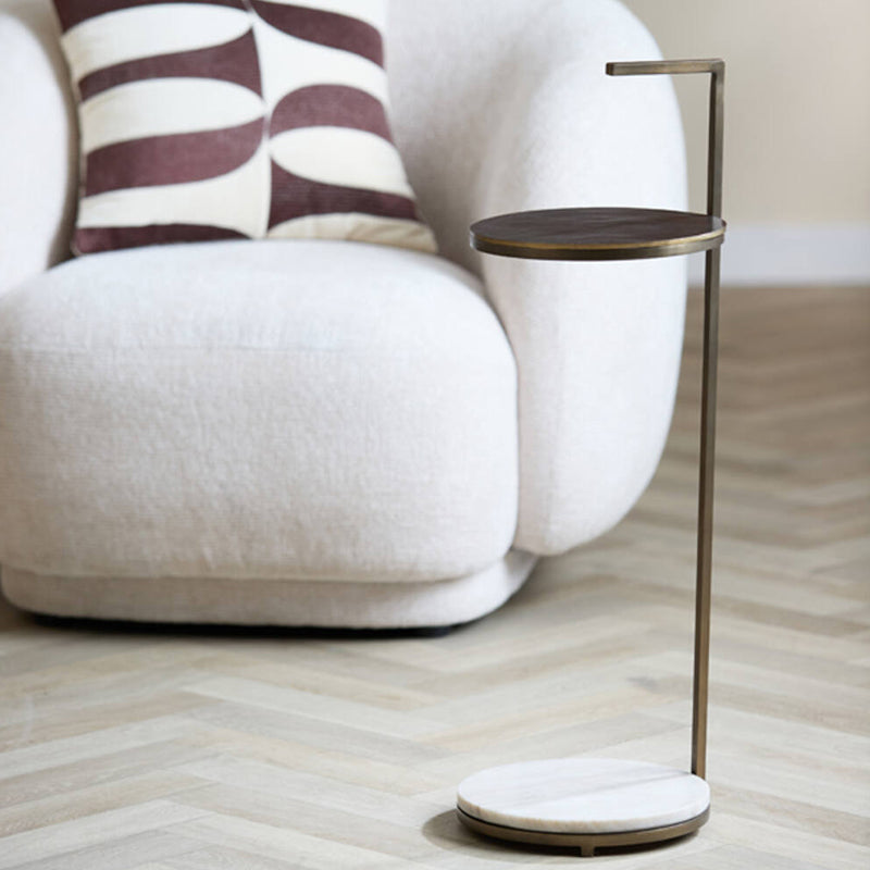 Side table Ø26x76 cm LEDA marble sand-grey+d brown-bronze