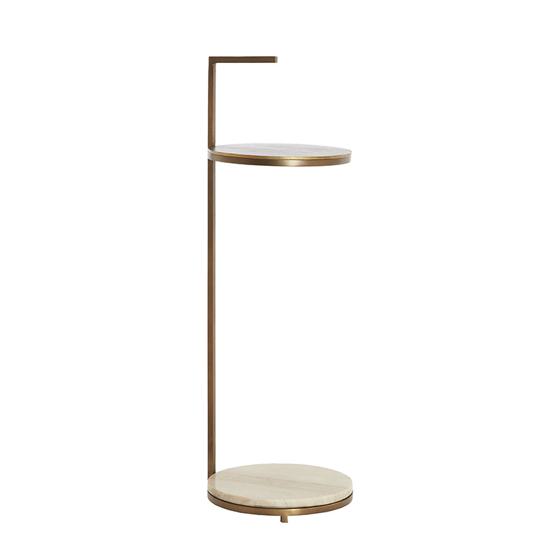 Side table Ø26x76 cm LEDA marble sand-grey+d brown-bronze