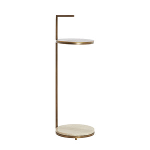 Side table Ø26x76 cm LEDA marble sand-grey+d brown-bronze