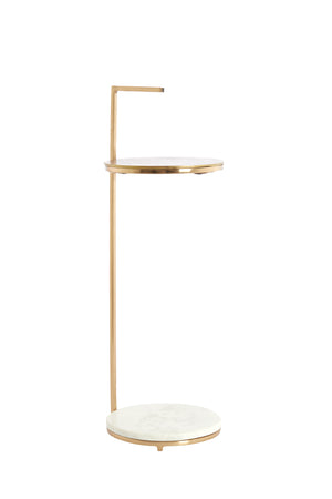 Side table Ø26x76 cm LEDA marble white+antique bronze