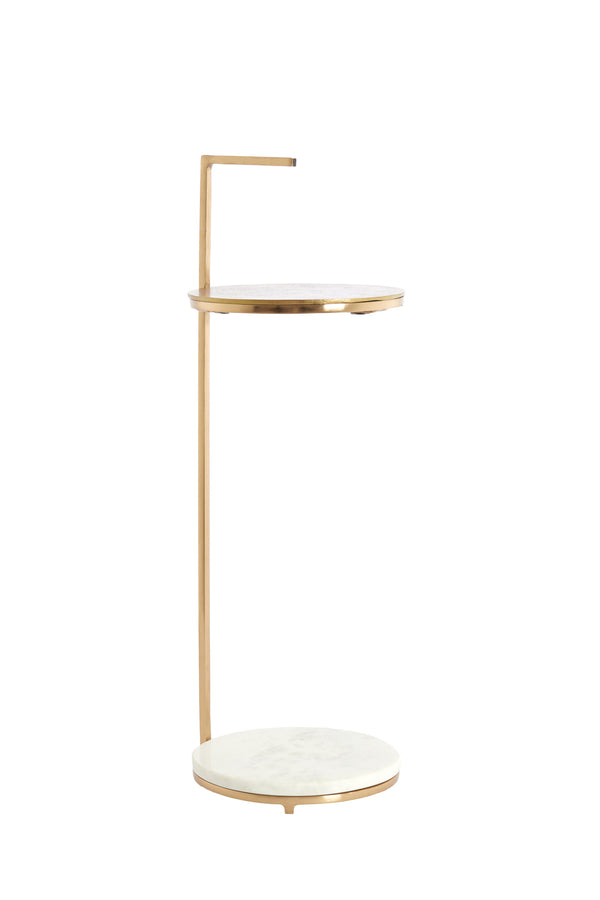 Side table Ø26x76 cm LEDA marble white+antique bronze