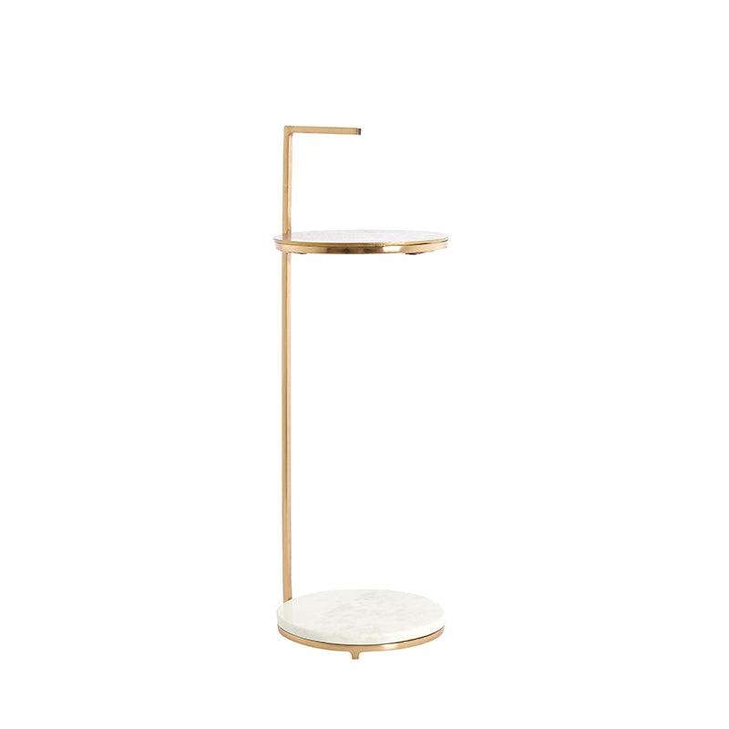Side table Ø26x76 cm LEDA marble white+antique bronze