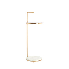 Side table Ø26x76 cm LEDA marble white+antique bronze