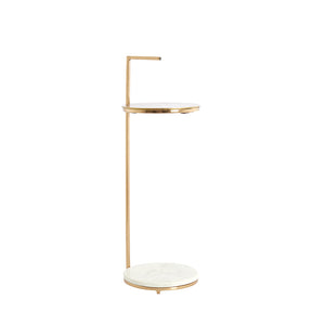 Side table Ø26x76 cm LEDA marble white+antique bronze