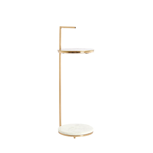 Side table Ø26x76 cm LEDA marble white+antique bronze