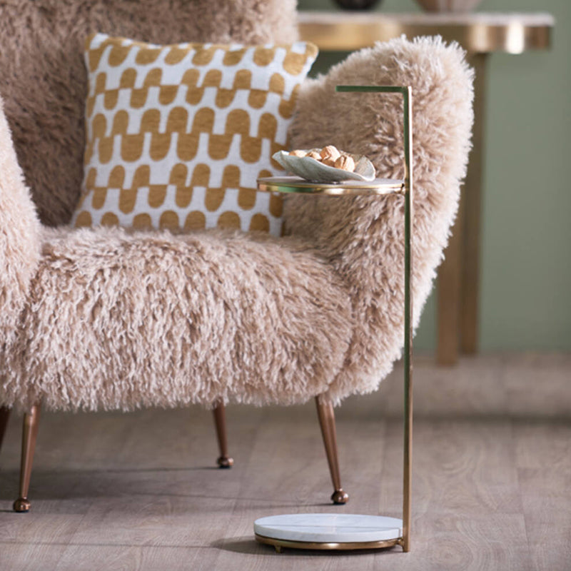 Side table Ø26x76 cm LEDA marble white+antique bronze