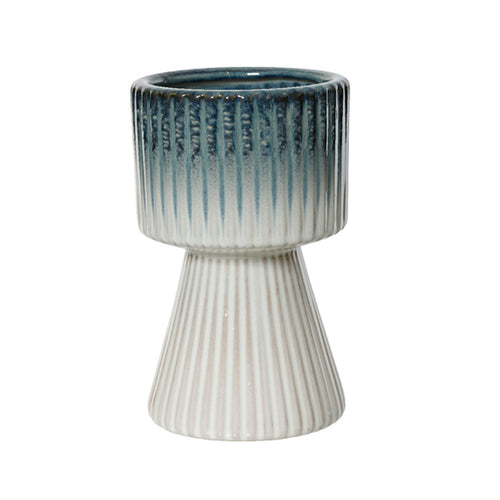 Shiny Blue Stoneware Planter (19.5 cm)