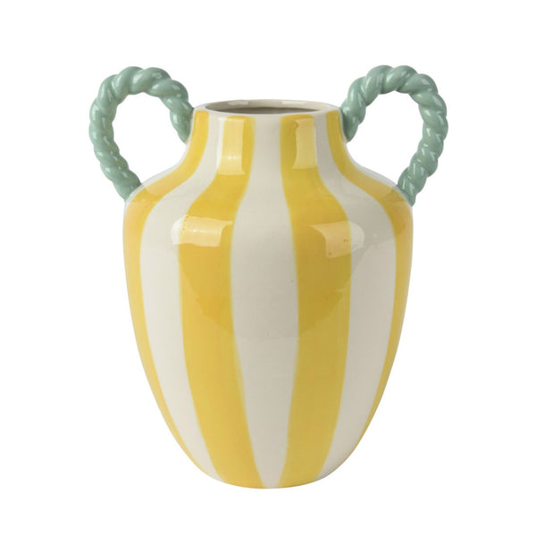 Yellow Striped Dolomite Urn Vase (26 cm)