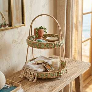 Pistache Woven 2-Tier Shelf (45 cm)