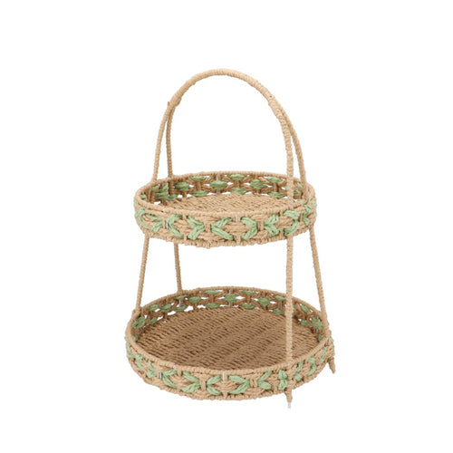 Pistache Woven 2-Tier Shelf (45 cm)