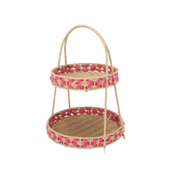 Fuchsia Woven 2-Tier Shelf (45 cm)