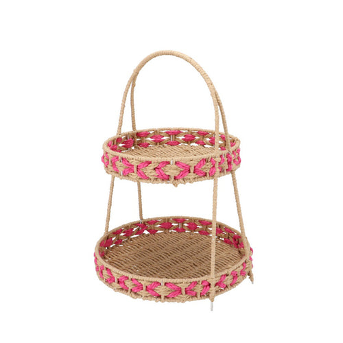 Fuchsia Woven 2-Tier Shelf (45 cm)