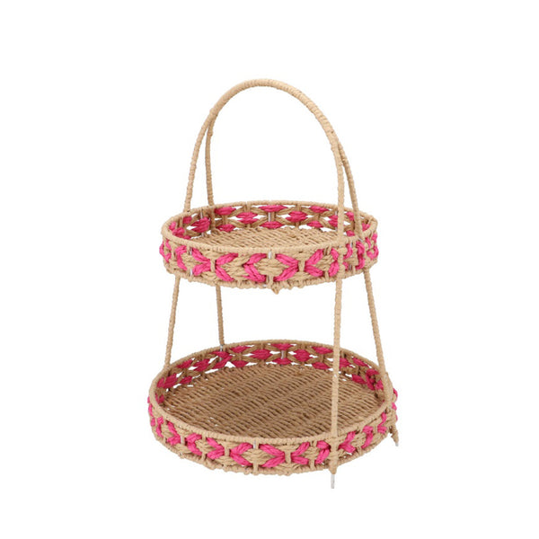 Fuchsia Woven 2-Tier Shelf (45 cm)