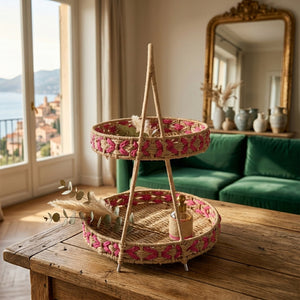 Fuchsia Woven 2-Tier Shelf (45 cm)