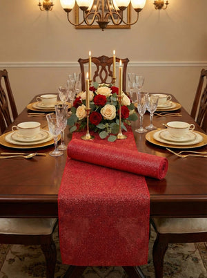 Red Moonshine Runner With Ribbon (45 cm x 150 cm)