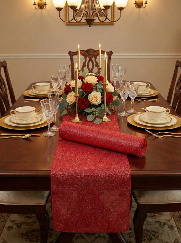 Red Moonshine Runner With Ribbon (45 cm x 150 cm)