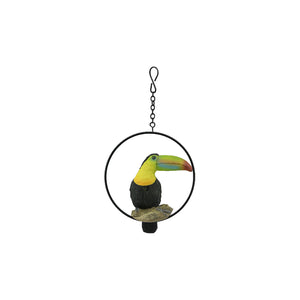 Polyresin Bird In Iron Ring 2 Colours - Each At