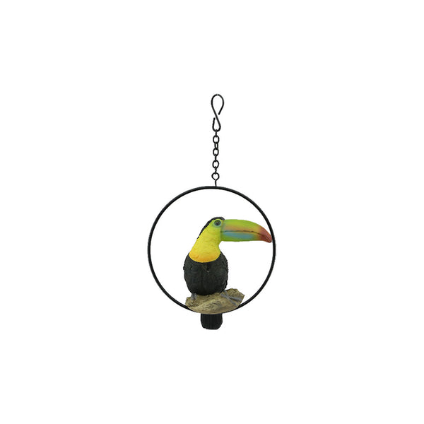 Polyresin Bird In Iron Ring 2 Colours - Each At