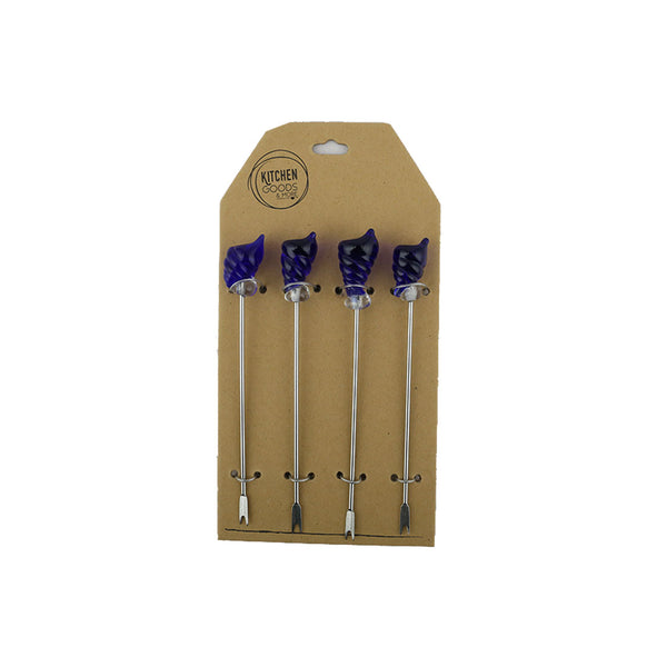 Glass Tapas Picks 3 Colours 4 Per Pack (21 cm)