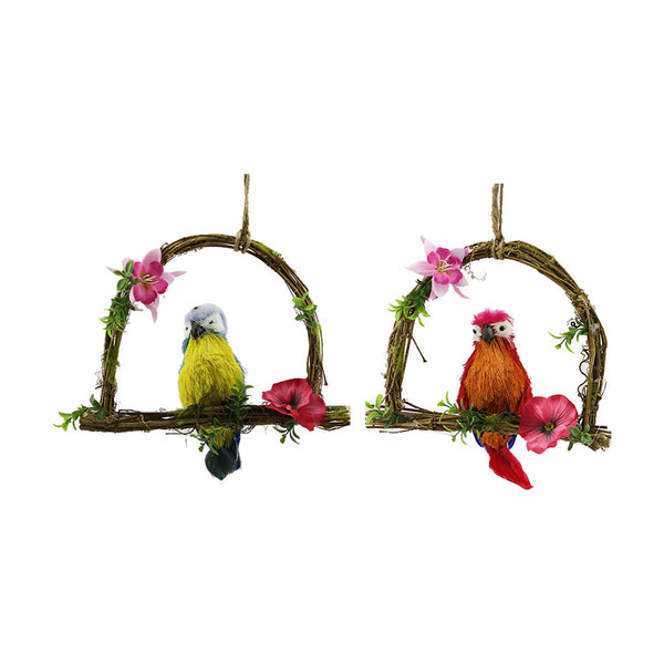 Sisal Parrot On Branch 2 Colours (28 cm) - Each At