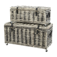Rattan trunk grey washed L90cm