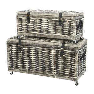 Rattan trunk grey washed L90cm