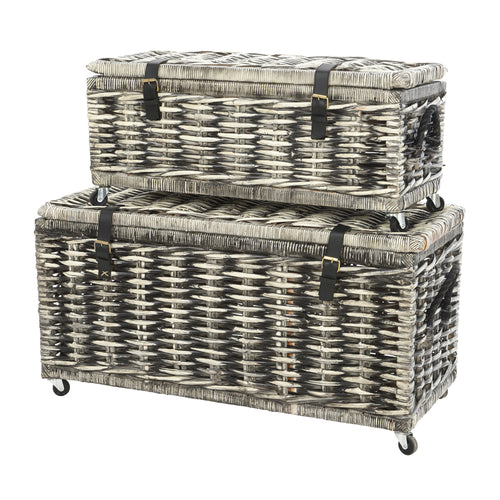 Rattan trunk grey washed L90cm
