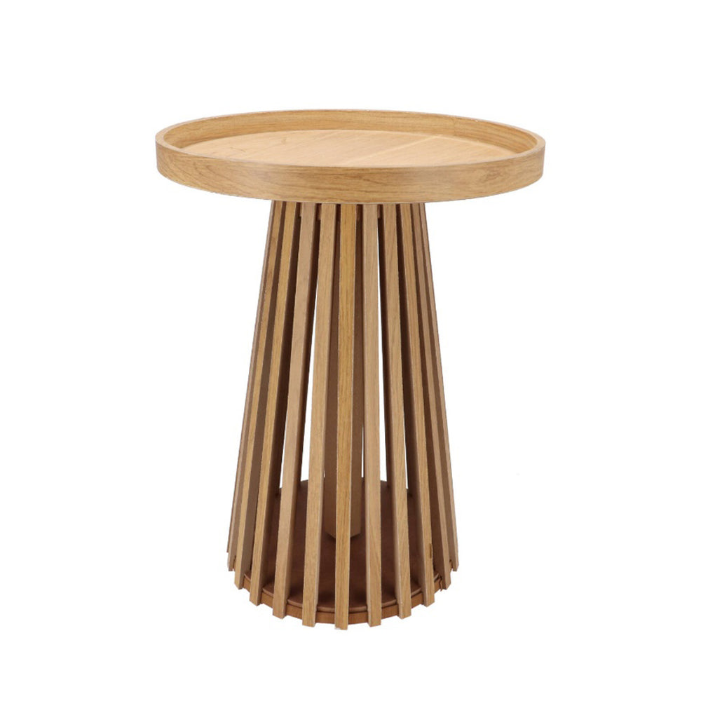 Ribbed Base Wood Side Table (50 cm)