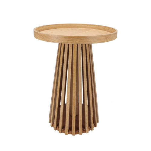 Ribbed Base Wood Side Table (50 cm)