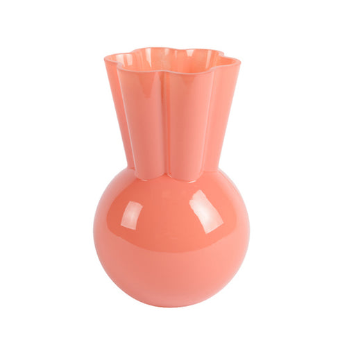 Pink Milky Finish Glass Vase (21 cm)