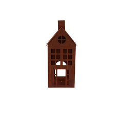RUSTY SCOTTISH BROWN DECO HOUSE CANDLE 14X31CM