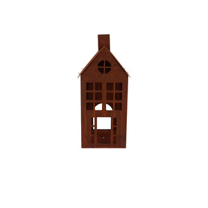 RUSTY SCOTTISH BROWN DECO HOUSE CANDLE 14X31CM