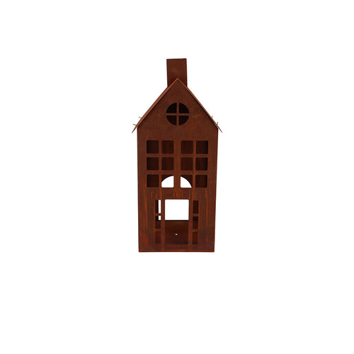 RUSTY SCOTTISH BROWN DECO HOUSE CANDLE 14X31CM