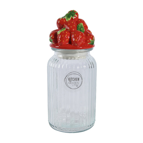 Jar glass red H26.5cm