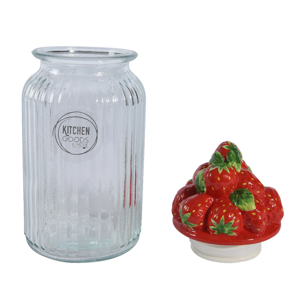 Jar glass red H26.5cm