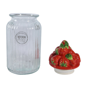 Jar glass red H26.5cm