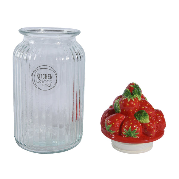 Jar glass red H26.5cm