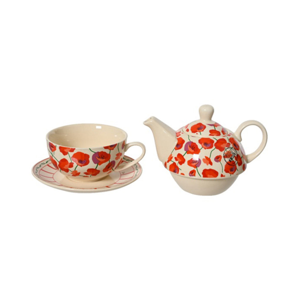 Porcelain Poppy Tea For One Set (16 cm)