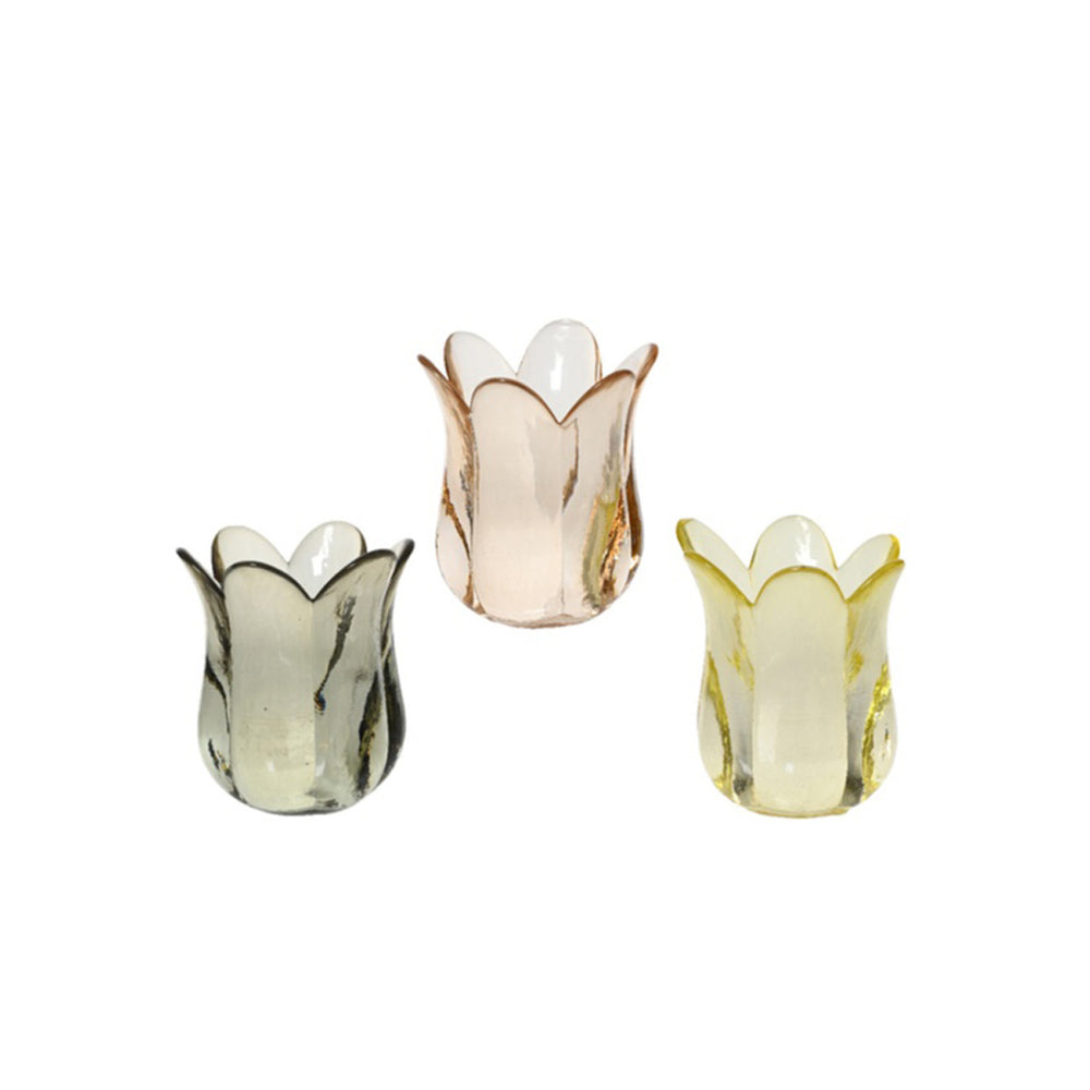 Transparent Glass Flower Tealight Holder (8 cm)