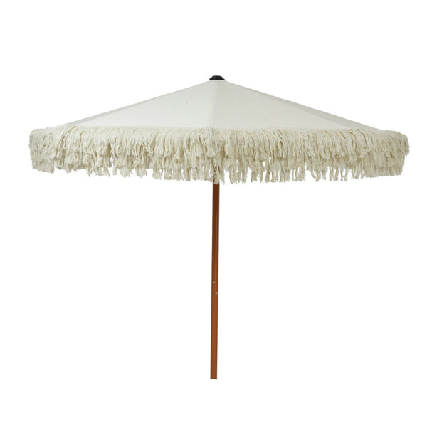 Fringed Outdoor Patio Umbrella (Neutral Sand)