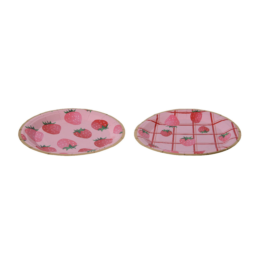 Plate paper strawberry pink pack of 10 d18cm 