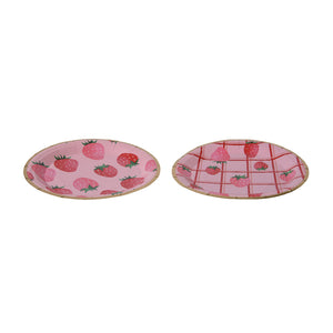 Plate paper strawberry pink pack of 10 d18cm 