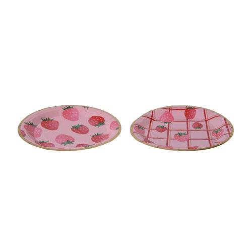 Plate paper strawberry pink pack of 10 d18cm 
