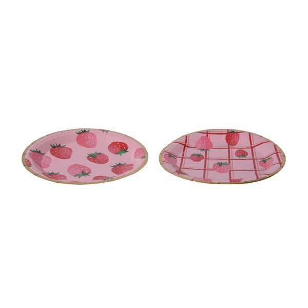 Plate paper strawberry pink pack of 10 d18cm 